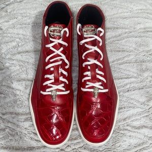 Belvedere Franco Sneakers Red Leather Men Size 11
